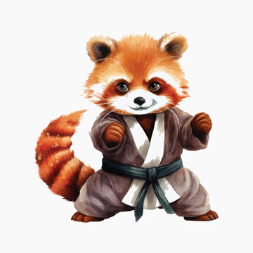 Adorable martial arts red panda