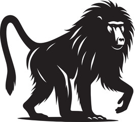 Baboon Monkey animal Silhouette isolated on white background