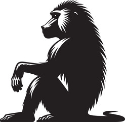 Baboon Monkey animal Silhouette isolated on white background