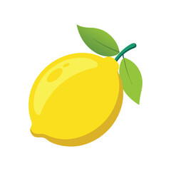 Lemon fruit isolated flat vector illustration on white background.