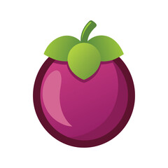 Mangosteen fruit isolated flat vector illustration on white background.