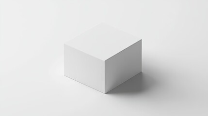 Fototapeta premium Crisp 3D mockup of a plain white box isolated on a white background with focused lighting and subtle shadow effects