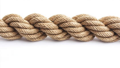 Fototapeta premium A close-up of a twisted rope, showcasing its texture and natural fibers, often used in various applications.