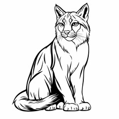 Line art illustration of a puma sitting.
