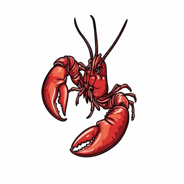 recommend clip art: A red lobster with large claws in an aggressive stance.