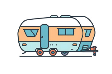 Camper icon designed in a clean flat line style, isolated on a transparent background.