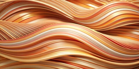 Abstract 3D Golden Waves Curvy, Flowing, Metallic, abstract, 3d, wave, gold