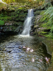 Waterfalls in the river Yera flowing through the mountains of the Pas valley.