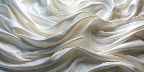Obraz premium Abstract Creamy Satin Drape, Smooth Texture, Flowing Fabric, Elegant Background, Silk, White, Drape
