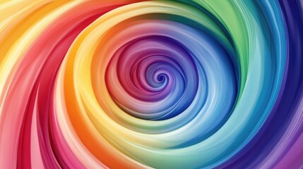Obraz premium Abstract rainbow spiral circle in a vibrant vector illustration, with dreamlike colors swirling in a surreal, dynamic composition