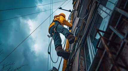 Fototapeta premium Photo of an electrician connecting electrical wires.