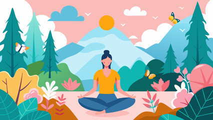 Serene Yoga Practice Amidst Vibrant Nature Landscape