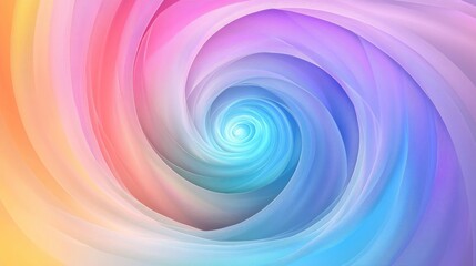 Obraz premium Colorful rainbow spiral circle in dreamlike abstract art, rendered in vector style with swirling gradients and soft hues
