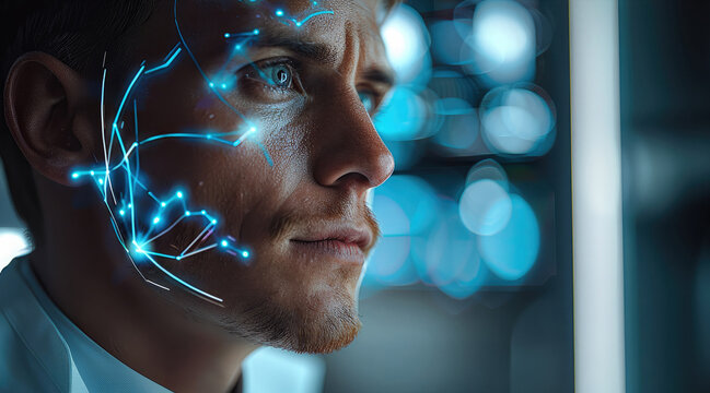 A doctor who is half human and half hologram. intended to draw emotional attention to the connection between human and artificial intelligence. Generative AI.