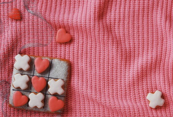 Valentine's Day Cookies Backdrop, Top view. Romance Decoration. Web Banner