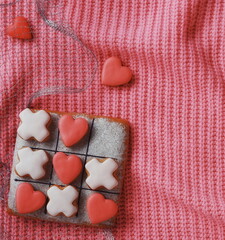 Valentine's Day Cookies Backdrop, Top view. Romance Decoration. Web Banner