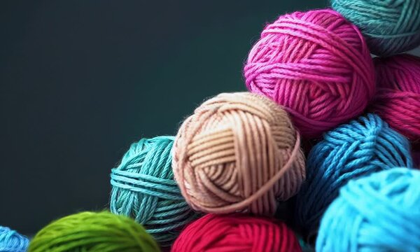 Stack of colorful yarn balls, Video