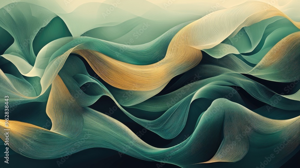 Aufkleber flowing abstract design for relaxation and nature therapy, with dynamic patterns and natural element