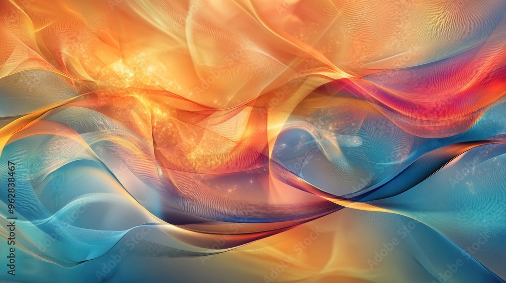 Aufkleber flowing abstract design for relaxation and nature therapy, with dynamic patterns and natural element