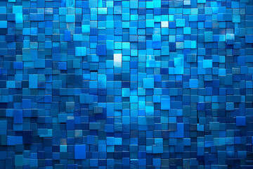 A vibrant mosaic of blue tiles creating a textured and visually appealing background.