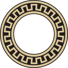 Vector golden round Jewish ornament. Star of David. Semitic circle, ring. Jerusalem