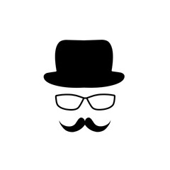 face with mustache and hat