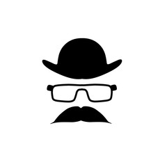 face with mustache and hat