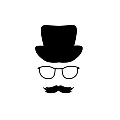 face with mustache and hat