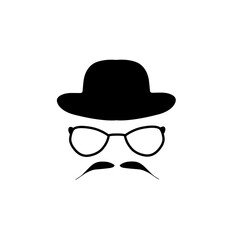 face with mustache and hat