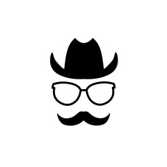 face with mustache and hat