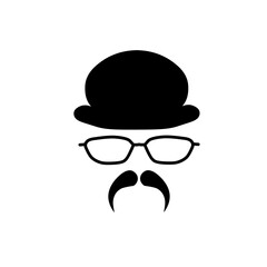 face with mustache and hat