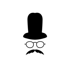 face with mustache and hat