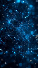 Futuristic digital network with glowing blue interconnected nodes