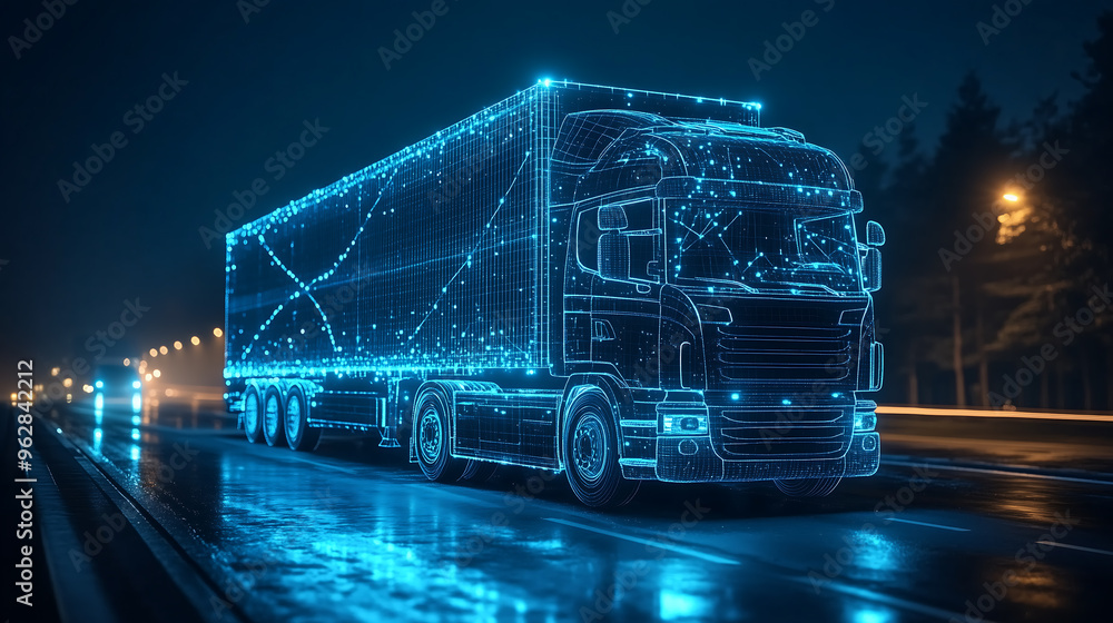 Poster digital freight and transportation system visualization with network connectivity
