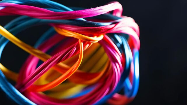 Exploring colorful wire art creation with vibrant strands intertwined in artistic shapes