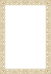 Vector square gold ancient Russian ornament. Slavic rectangle, border, frame. Painting of the royal chambers
