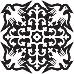 Vector black monochrome gothic ornament, stencil. Medieval European art. Traditional patterns of Catholic cathedrals