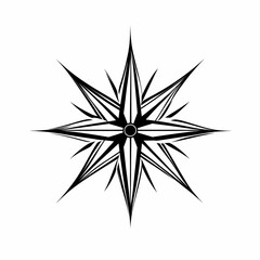 Obraz premium Black and white geometric star with a central circle.