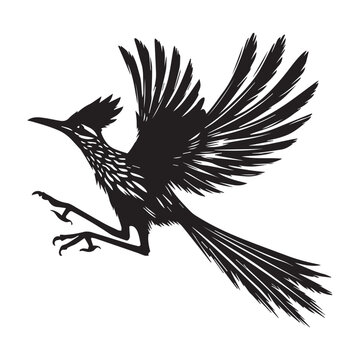 recommend clip art: Greater Roadrunner Vector Illustration – Elegant Black and White Silhouette