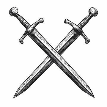Two crossed swords in a hand-drawn style.