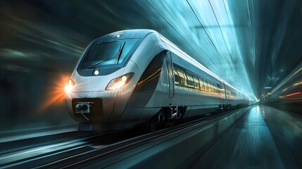 Naklejka premium A train is traveling through a tunnel