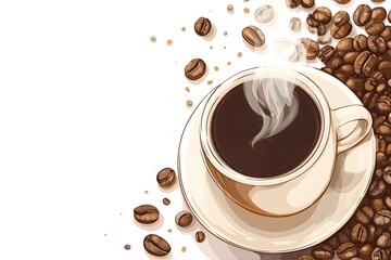 Obraz premium A white coffee cup with steam rising from it