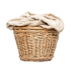 A cozy wicker basket filled with white background