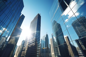 Fototapeta premium abstract scene of modern skyscrapers