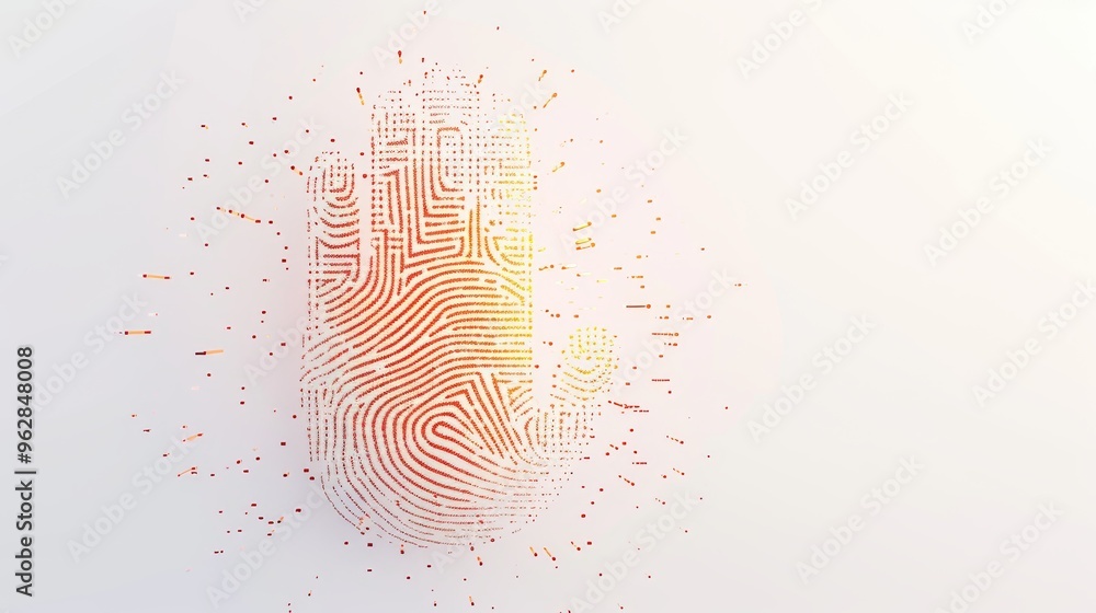 Aufkleber an artistic digital portrayal of a hand disintegrating into vibrant red and orange particles. this i