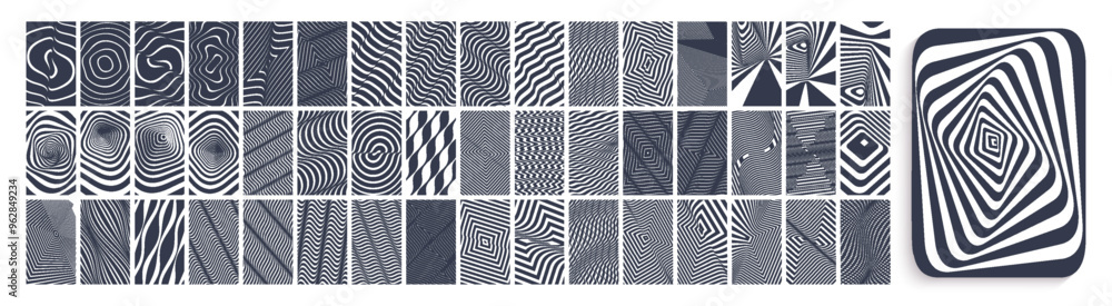 Wall mural squares within squares. wavy pattern with optical illusion. abstract striped background with ripple 