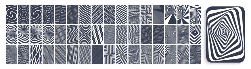 Squares within squares. Wavy pattern with optical illusion. Abstract striped background with ripple effect. Black and white vector for brochure, cover, wrapping, poster, presentation, flyer or banner. © Login