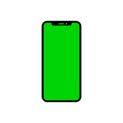 Studio shot of Smartphone with green screen for Infographic Global Business . Front View Display. Vector illustration.