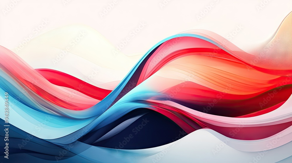 Poster abstract dynamic waves with a modern touch, showcasing flowing curves and vibrant colors for a visua