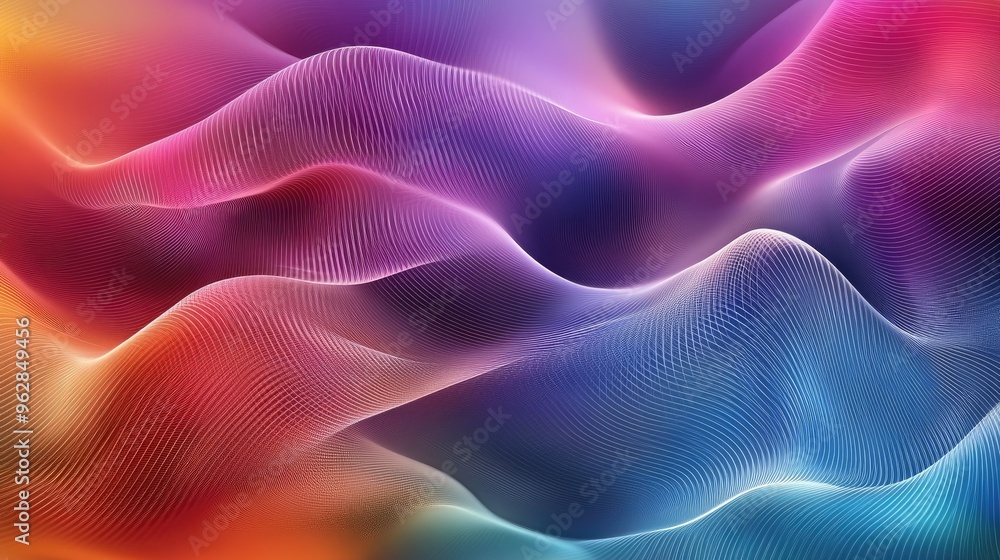 Poster abstract dynamic wave design with sleek curves and gradients, creating a modern and engaging visual 